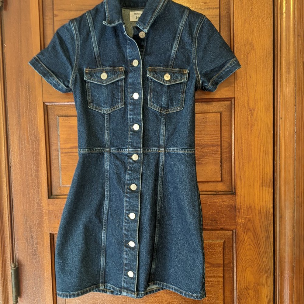 Reformation Dark Blue Denim Mini Dress - Picture 4 of 8